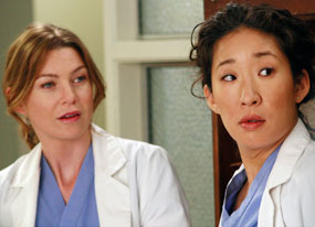 Ellen Pompeo, Sandra Oh, Grey's Anatomy Ellen Pompeo, Sandra Oh, Grey's Anatomy